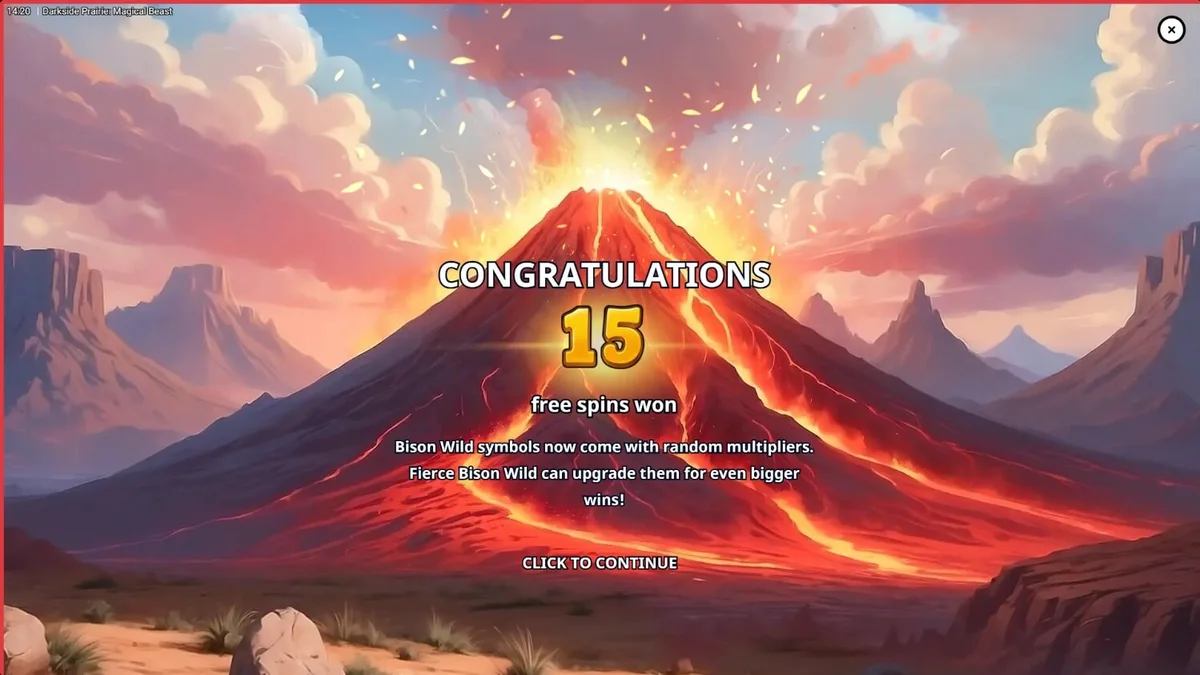 Pemandangan atmosferik ngarai berbatu di slot Darkside Prairie: Magical Beasts