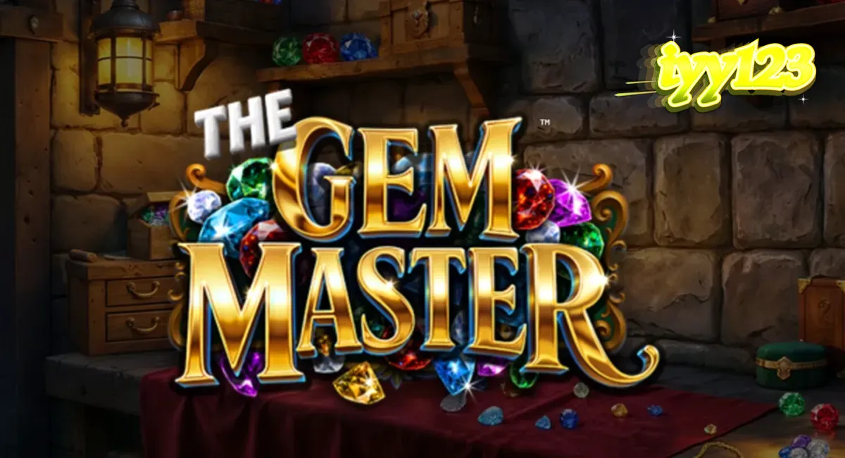 Tampilan visual slot The Gem Master dengan latar belakang bengkel perhiasan yang mewah